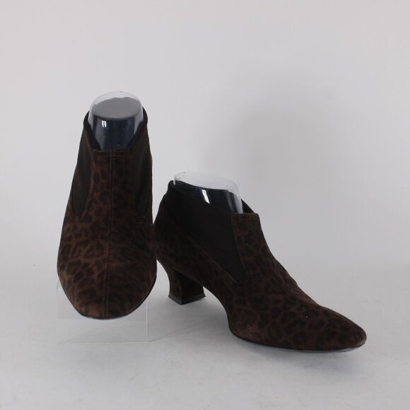 Thierry Rabotin Booties Rena Sz 38.5 Brown Animal Print 2" Ankle Booties - Picture 4 of 13